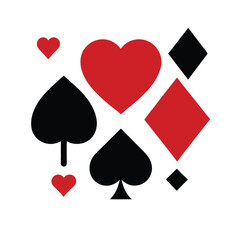 "Playing Card Suits Icons &ndash; Heart, Spade, Diamond, and Club Symbols. Classic Elements for Casino Games, Poker, Blackjack, and Graphic Design. Vector Illustration in Modern or Vintage Style"
