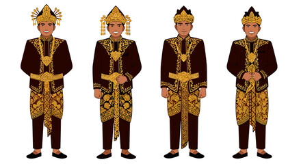 Traditional indonesian mens outfits illustration