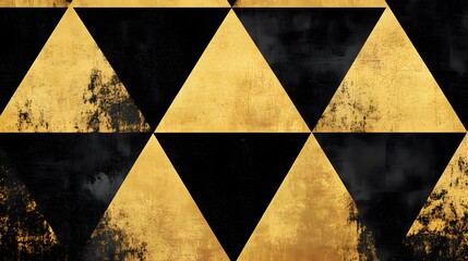 Geometric pattern of gold and black triangles.