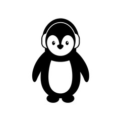 Cute winter penguin vector with earmuffs