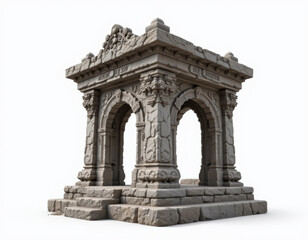 Obraz premium Ancient stone archway with intricate carvings and detailed architecture, showcasing historical