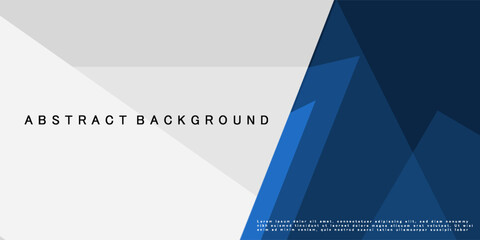 White and blue modern abstract wide banner with geometric shapes. Dark blue and white abstract background. Vector illustration