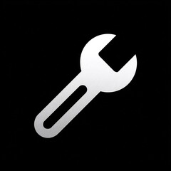 Silver Wrench Tool Isolated on Black Background