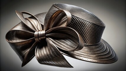 Elegant bronze hat with oversized bow detail, a sophisticated accessory for formal occasions