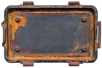 Rusty metal box top view