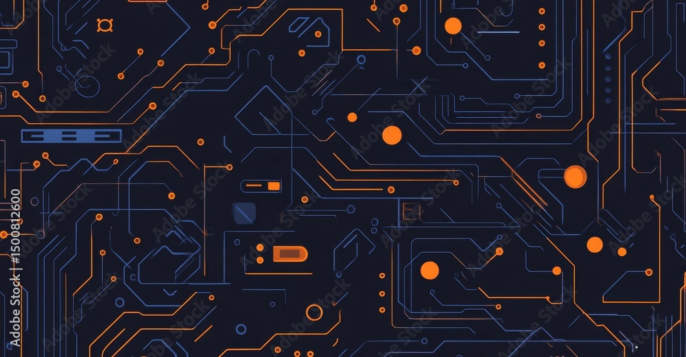 Poster digital data processing is depicted with light trails over a blue screen in this image