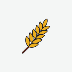 Elegant Wheat Sheaf Icon on White Background – Minimalist Harvest Symbol for Logos, Labels & Design Projects