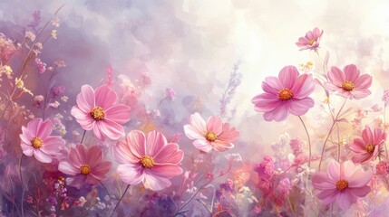 Beautiful seamless floral water color pattern Set, watercolor wild flowers, leaves and grass,Collection botanic garden elements, isolated illustration in rustic or vintage style,copy space.