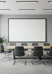 Photo of Modern Conference Room With Empty Table and Chairs Ready for Meeting