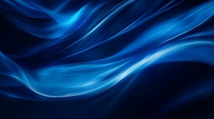 Obraz premium Abstract blue wave pattern with smooth luminous lines and dark background