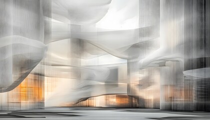 Abstract architectural interior design with flowing fabrics.