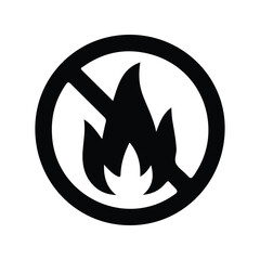 No flame symbol vector illustration. Flammable warning sign icon for safety label, fire hazard, packaging, container