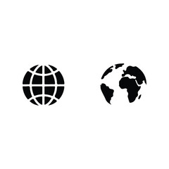 World globe icon vector illustration. Earth planet symbol with longitude and latitude lines in flat style
