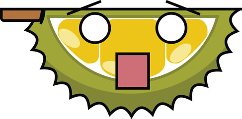 durian fruit illustration startled expression vector