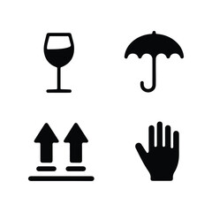 Packaging handling symbols set vector illustration. Fragile, keep dry, this side up, caution, logistics shipping icon