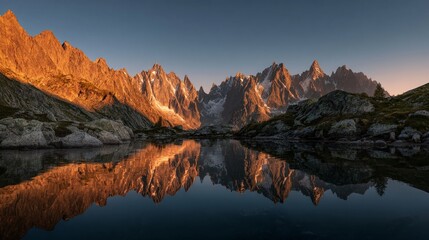 Mountain Panorama Sunrise with Alpine Lake/アルプス湖と日の出の山岳パノラマ3