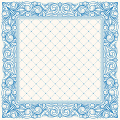 Decorative ornate retro floral blank frame template