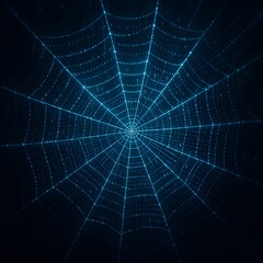 Fototapeta premium Futuristic Digital Spiderweb of Data Streams in Cyberspace - Glowing Binary Network, Tech Connectivity, Cybersecurity Symbol