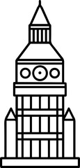 big ben clock tower outline vector illustration line art
