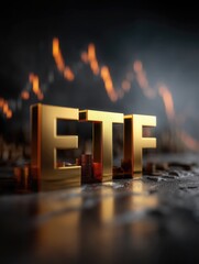 ETF Investment: Gold Letters Highlighting Stock Market Growth, Financial Planning & Portfolio Diversification for Bullish Markets