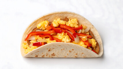 Breakfast Burrito Tacos Breakfast burrito with scrambled egg and red pepper makes tasty meal like tacos for fresh start