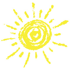 Hand drawn funny vector doodle sun. Cartoon kids style.