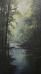 Fototapeta premium River tree wilderness landscape.
