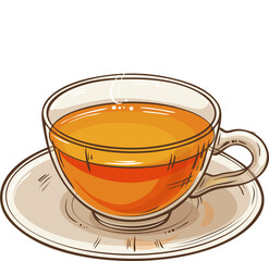 Cup of Tea  isolated for Design and Decoration for Cafeteria, Posters, Banners, Cards. Mug of winter warming hot drink. Aroma beverage Colored Detailed Illustration.