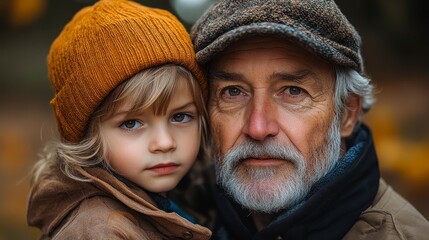 Child and older man portrait