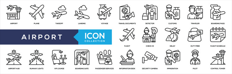 Airport Line Icon Collection