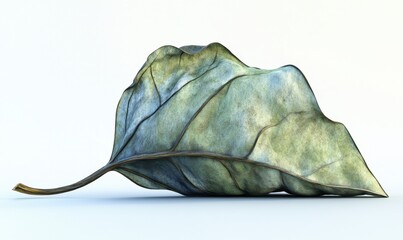 Dried leaf, studio shot, white background, autumnal decay, nature design