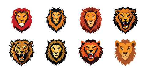 set of heraldic lions on white background. lion bundle