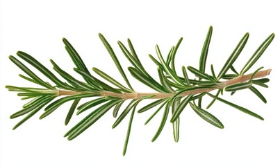 Fototapeta premium Fresh rosemary sprig, isolated, white background, cooking ingredient (1)