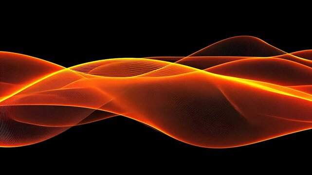 Fiery orange waves flow across a dark background, creating an abstract, dynamic design