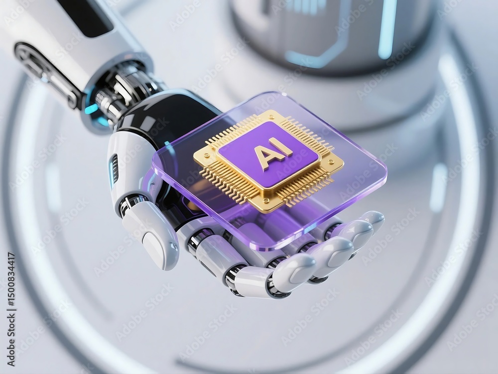Poster high-tech ai microchip on digital circuit board
