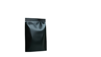 Dark gray, sealed plastic bag against black background