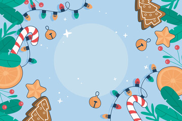 Christmas Blue blank text space background in horizontal screen