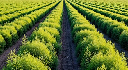 High Quality Expansive Photograph of Established Asparagus Field