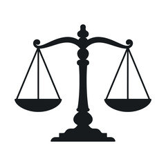 Classic Black and White Scales of Justice Icon Illustration for Legal and Law Themes