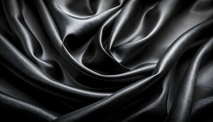 Fototapeta premium Dark Gray and Black Silk Fabric Draped Texture