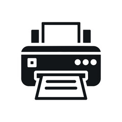 Simple Black Printer Icon Illustration for Printing Document Paper