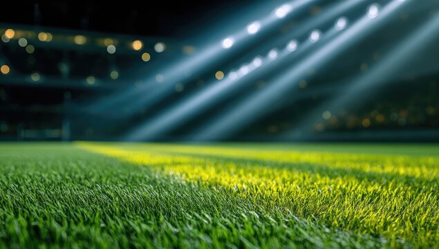 Illuminated soccer field at night