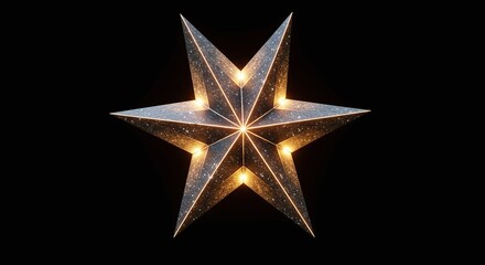 Glowing Metallic Star on Black Background