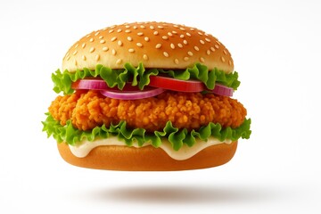 Floating Chicken Burger with Fresh Toppings