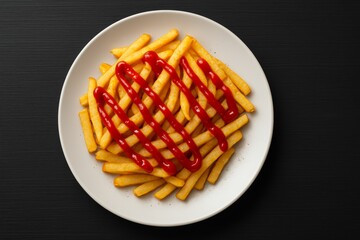 Golden Fries with Ketchup Swirls