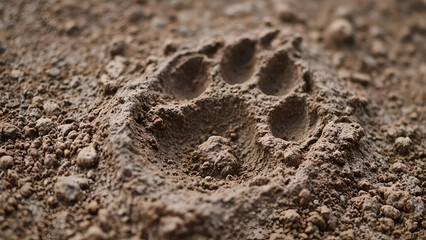 Clear Animal Paw Print in Dirt