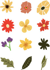 red flower on white background, red flower isolated on whiteabstract red flower, set of vector flowers, set of flower icons, set of flowers, 