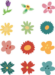 red flower on white background, red flower isolated on whiteabstract red flower, set of vector flowers, set of flower icons, set of flowers, 