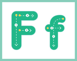 Letter F Uppercase ad Lowercase Alphabet Tracing Guide for Kids Worksheet