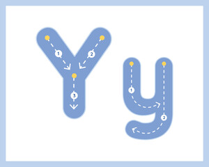 Letter Y Uppercase ad Lowercase Alphabet Tracing Guide for Kids Worksheet